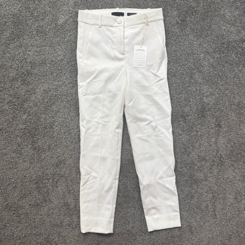 J.Crew High-Rise Cameron Pant White Slim Bi-Stretch Trousers H6583 Petite 00P